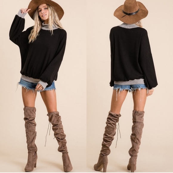 🍁New Fall🍁 Oversized Turtleneck Sweater With Balloon Sleeves - Picture 6 of 8